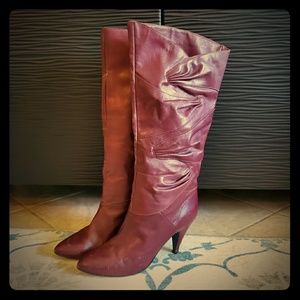 Vintage burgundy leather tall boot size 8